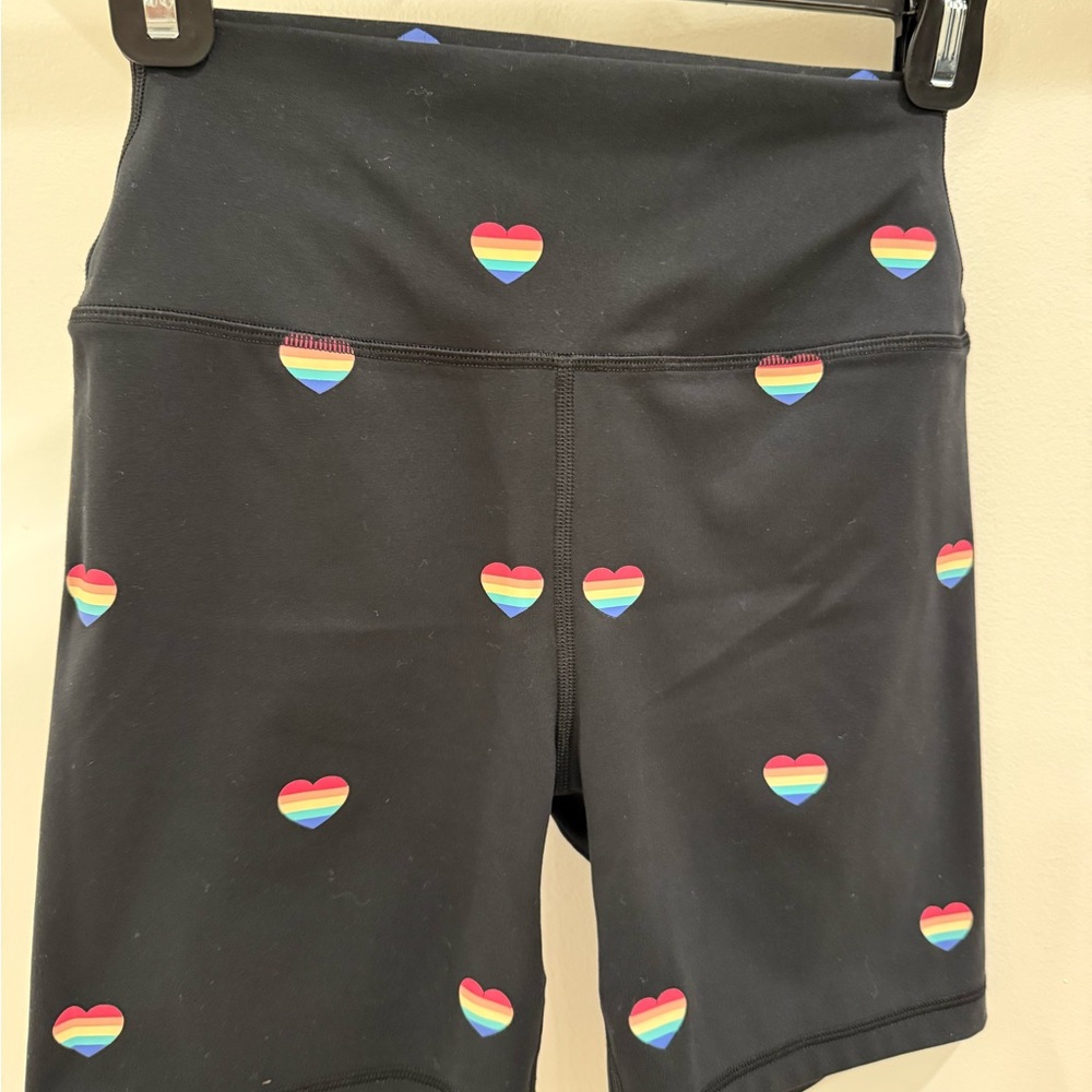 Spiritual Gangster Biker Shorts with Rainbow Hearts